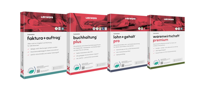 Programmschachteln der Lexware-Produktfamilie